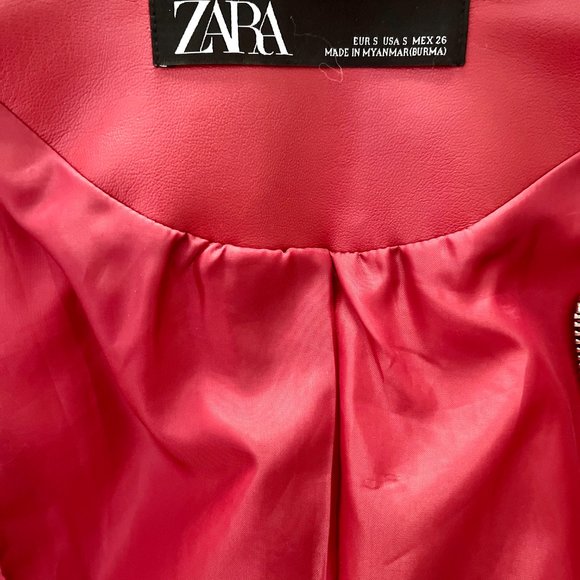 ZARA Faux Leather Red Jacket *MINT CONDITION* - Picture 3 of 8